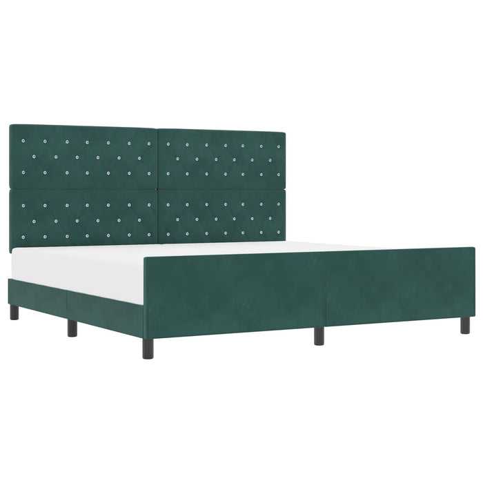 Pat cu arcuri cu headboard Verde închis 200 x 200 cm Catifea - WALTI WALTI