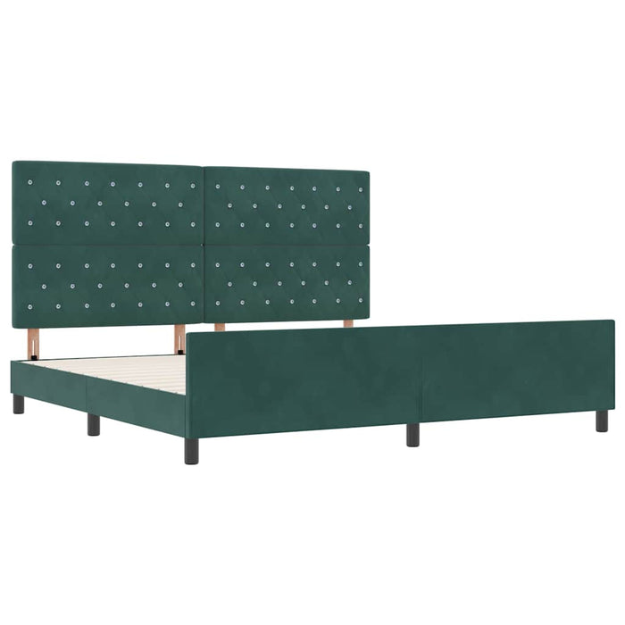 Pat cu arcuri cu headboard Verde închis 200 x 200 cm Catifea - WALTI WALTI