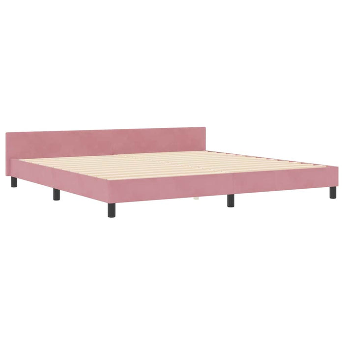 Pat cu arcuri cu headboard Roz 200 x 200 cm Catifea WALTI