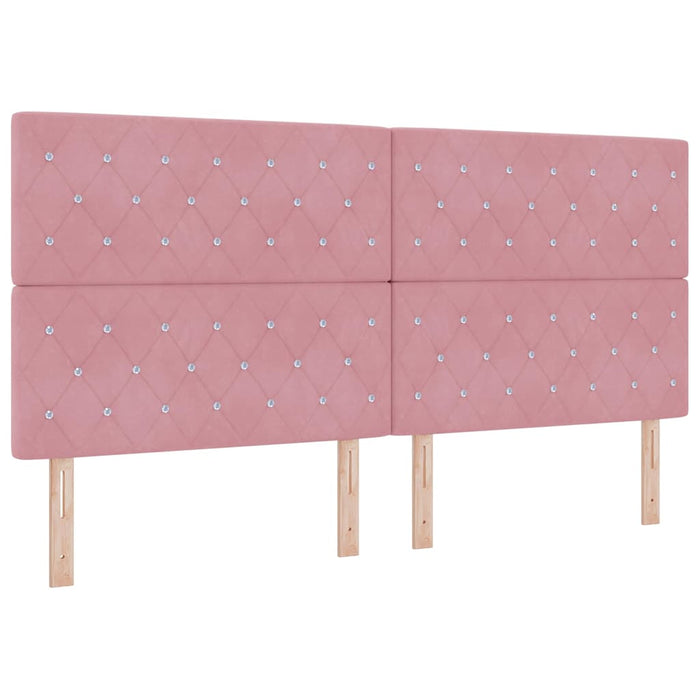 Pat cu arcuri cu headboard Roz 200 x 200 cm Catifea WALTI