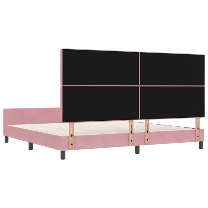 Pat cu arcuri cu headboard Roz 200 x 200 cm Catifea WALTI