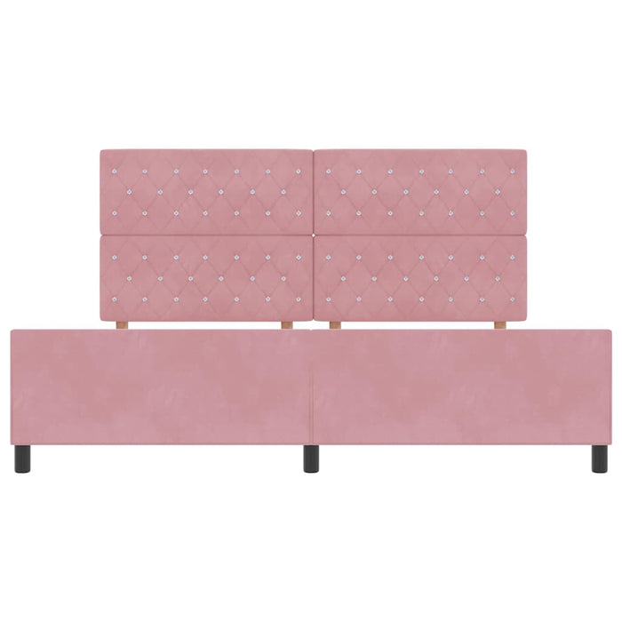 Pat cu arcuri cu headboard Roz 200 x 200 cm Catifea WALTI