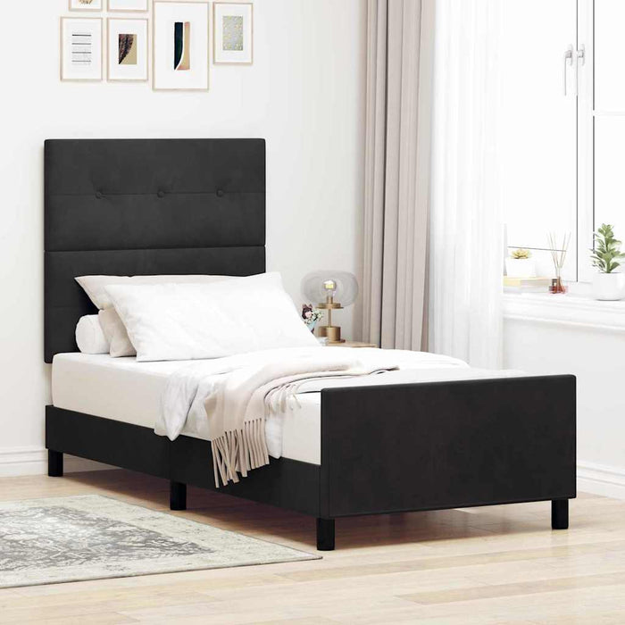 Pat cu arcuri cu headboard Negru 80 x 200 cm Catifea - WALTI WALTI