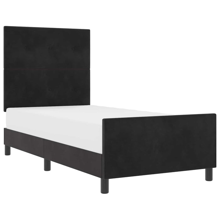 Pat cu arcuri cu headboard Negru 80 x 200 cm Catifea - WALTI WALTI
