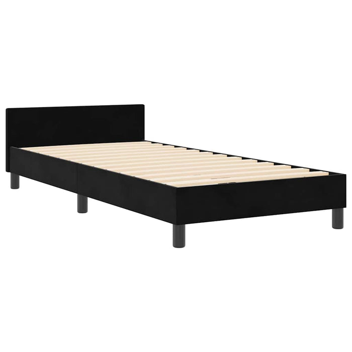 Pat cu arcuri cu headboard Negru 80 x 200 cm Catifea - WALTI WALTI