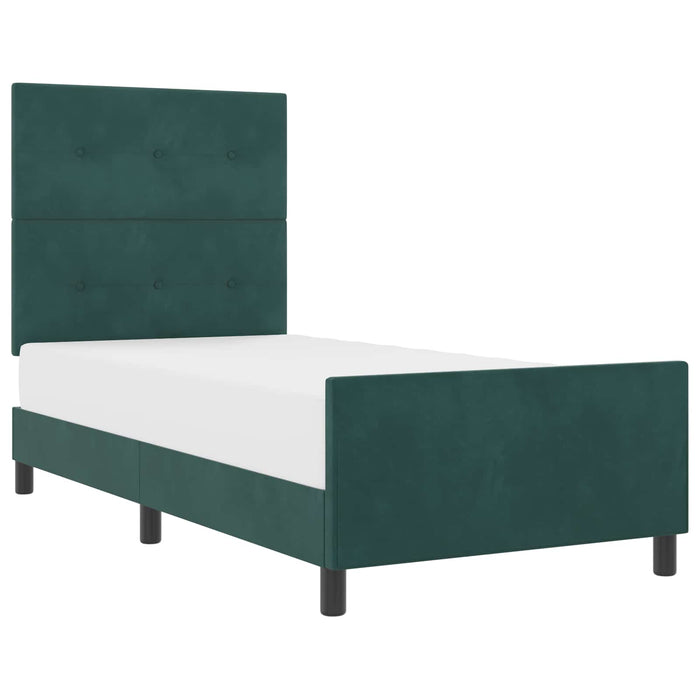 Pat cu arcuri cu headboard Verde închis 80 x 200 cm Catifea - WALTI WALTI