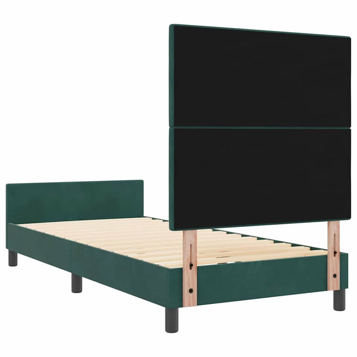 Pat cu arcuri cu headboard Verde închis 80 x 200 cm Catifea - WALTI WALTI