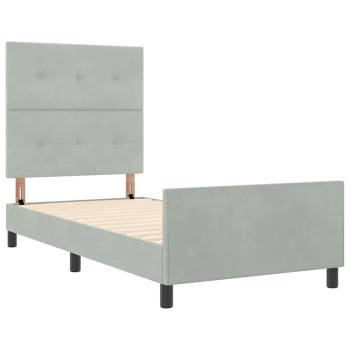 Pat cu arcuri cu headboard Gri deschis 90 x 190 cm Catifea - WALTI WALTI