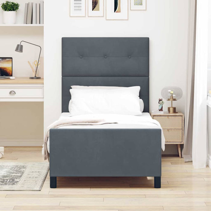 Pat cu arcuri cu headboard Gri închis 90 x 190 cm Catifea - WALTI WALTI