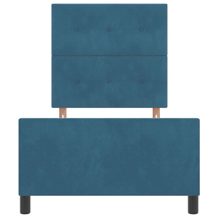 Pat cu arcuri cu headboard Albastru închis 90 x 190 cm Catifea - WALTI WALTI