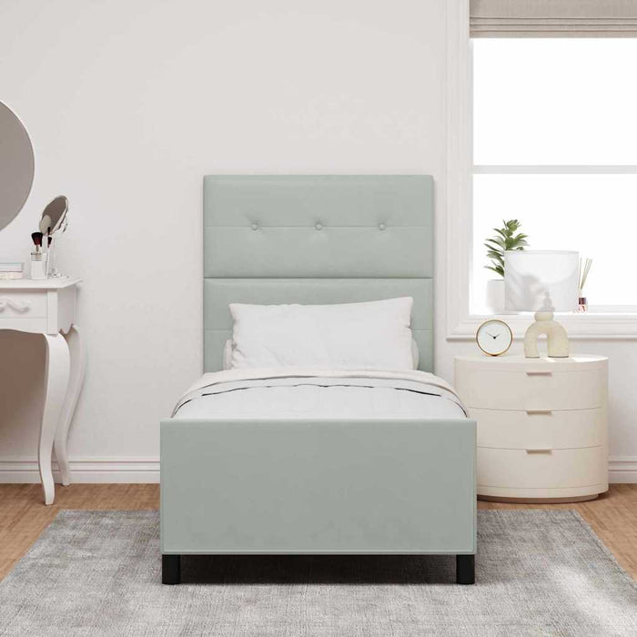 Pat cu arcuri cu headboard Gri deschis 90 x 200 cm Catifea - WALTI WALTI
