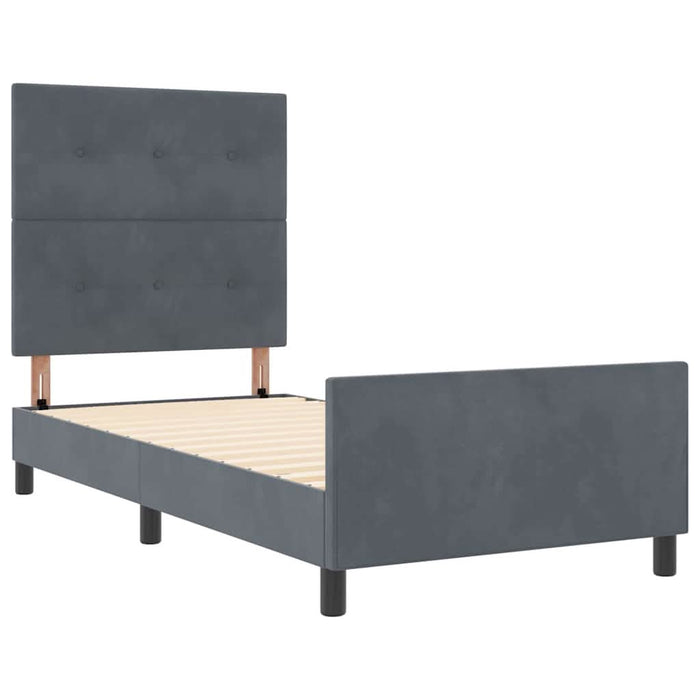 Pat cu arcuri cu headboard Gri închis 90 x 200 cm Catifea - WALTI WALTI