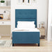 Pat cu arcuri cu headboard Albastru închis 90 x 200 cm Catifea - WALTI WALTI