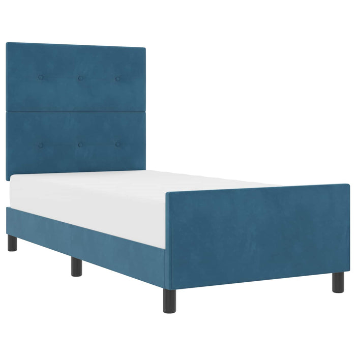 Pat cu arcuri cu headboard Albastru închis 90 x 200 cm Catifea - WALTI WALTI