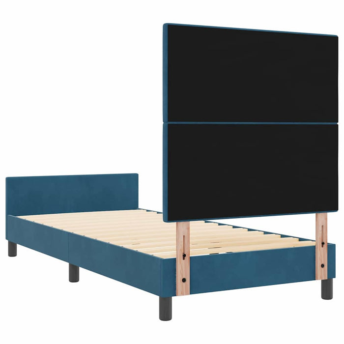 Pat cu arcuri cu headboard Albastru închis 90 x 200 cm Catifea - WALTI WALTI