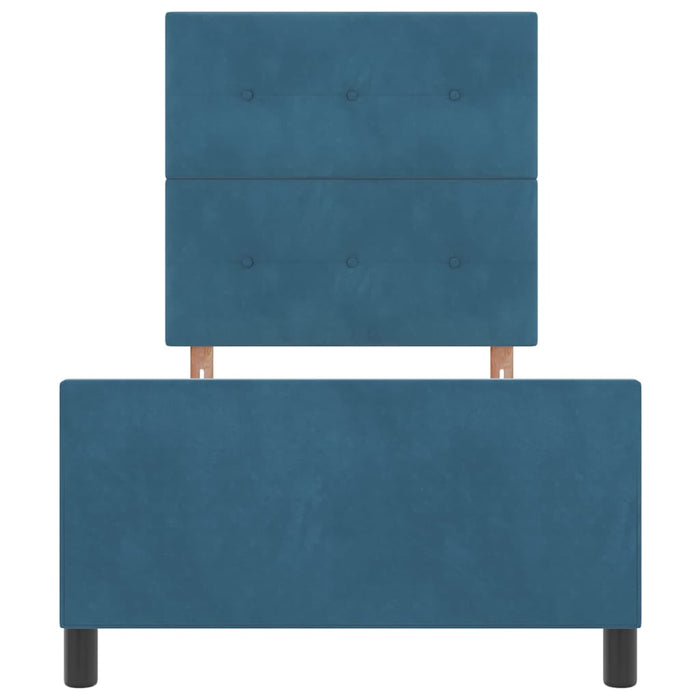 Pat cu arcuri cu headboard Albastru închis 90 x 200 cm Catifea - WALTI WALTI