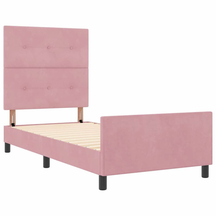 Pat cu arcuri cu headboard Roz 90 x 200 cm Catifea - WALTI WALTI