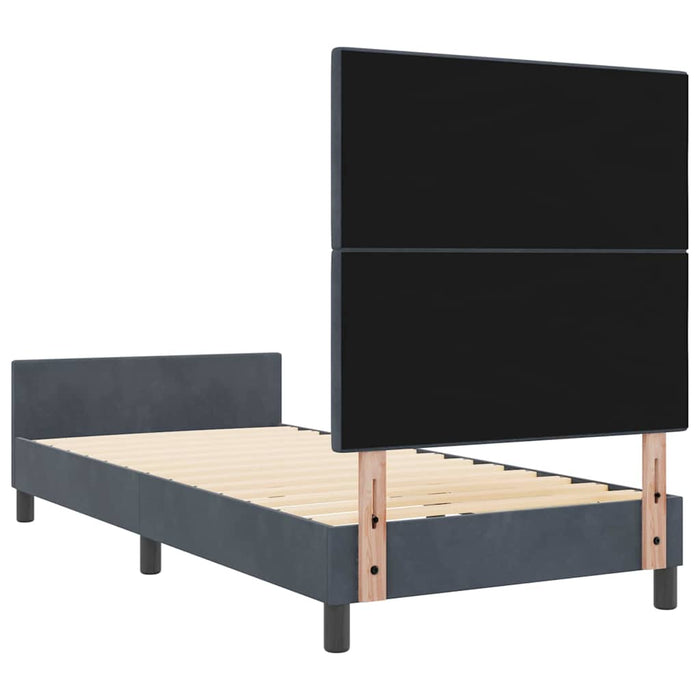 Pat cu arcuri cu headboard Gri închis 100 x 200 cm Catifea - WALTI WALTI