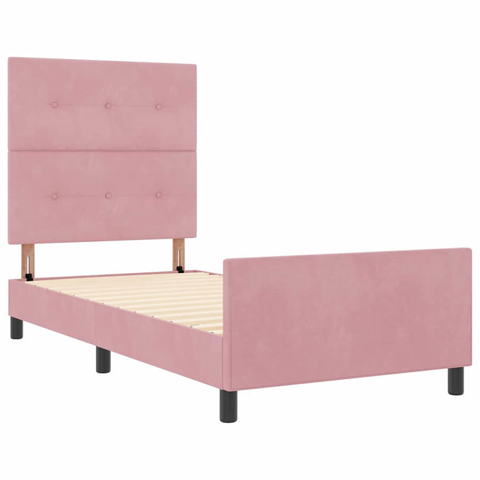 Pat cu arcuri cu headboard Roz 100 x 200 cm Catifea - WALTI WALTI