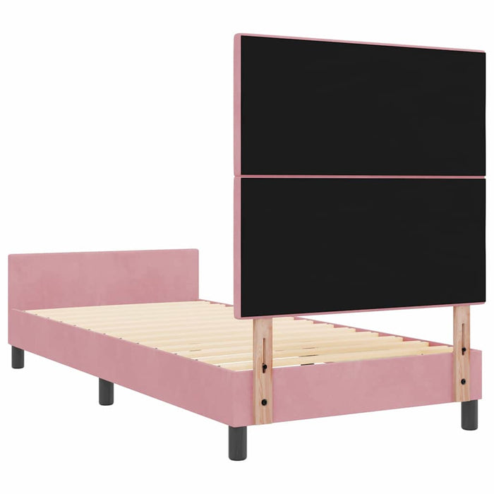 Pat cu arcuri cu headboard Roz 100 x 200 cm Catifea - WALTI WALTI