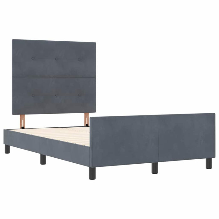 Pat cu arcuri cu headboard Gri închis 120 x 190 cm Catifea - WALTI WALTI