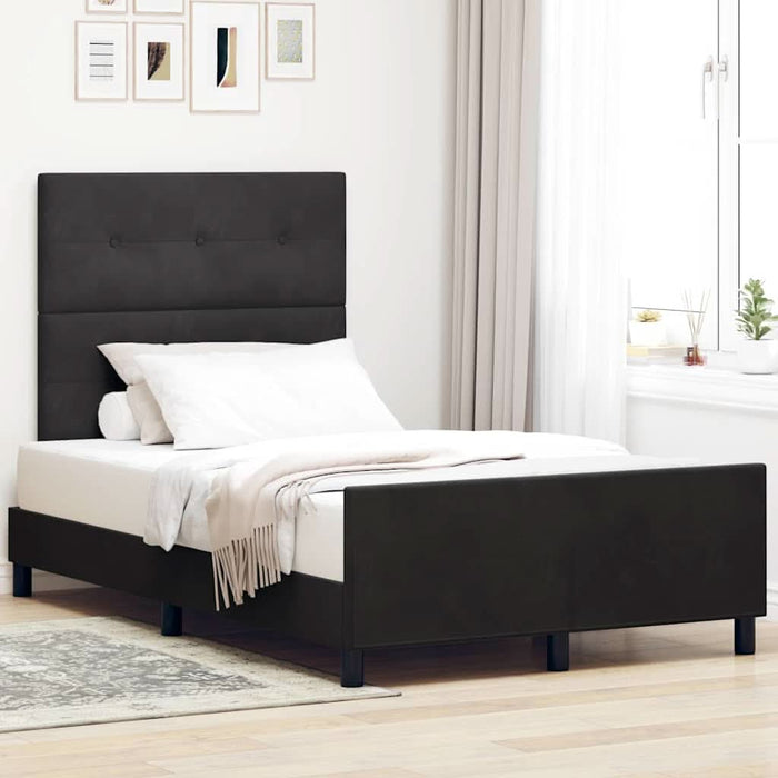 Pat cu arcuri cu headboard Negru 120 x 190 cm Catifea - WALTI WALTI