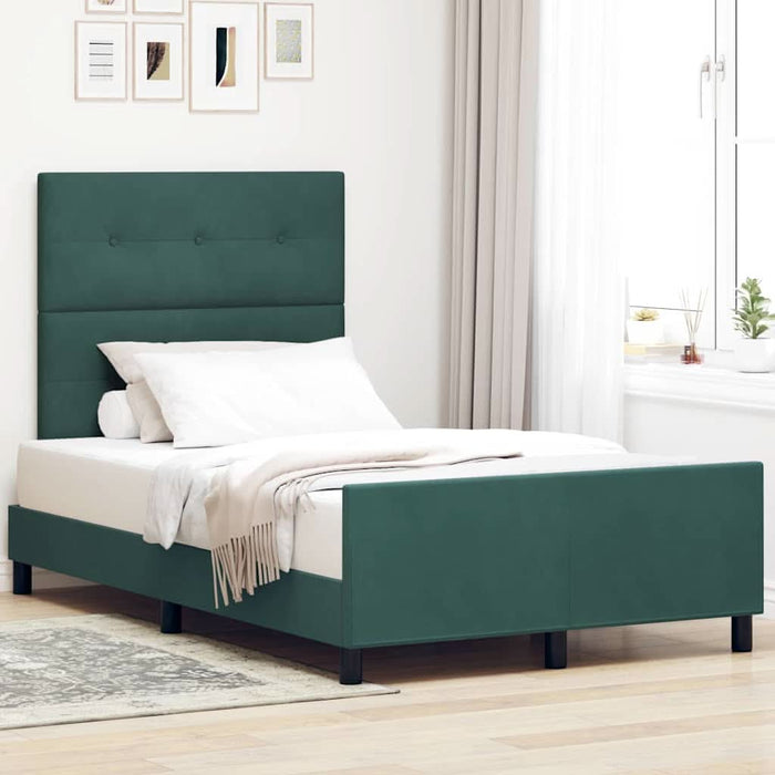 Pat cu arcuri cu headboard Verde închis 120 x 190 cm Catifea - WALTI WALTI