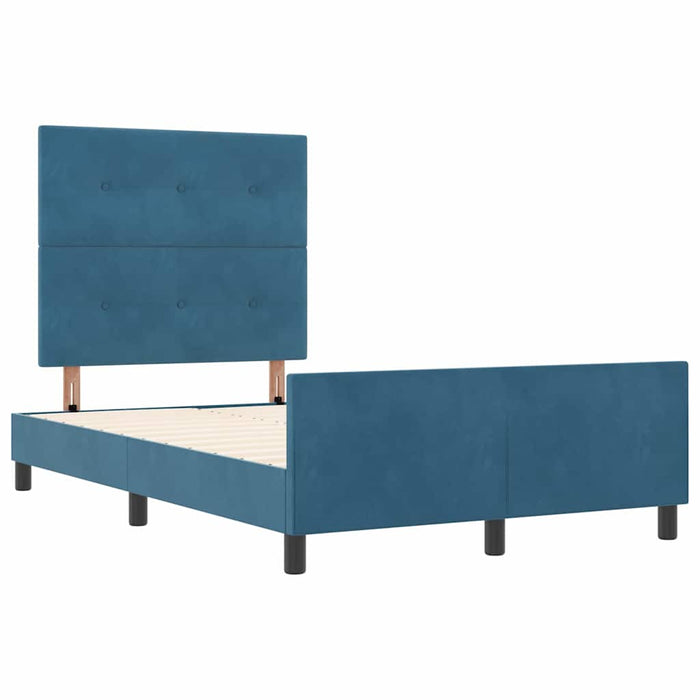 Pat cu arcuri cu headboard Albastru închis 120 x 190 cm Catifea - WALTI WALTI