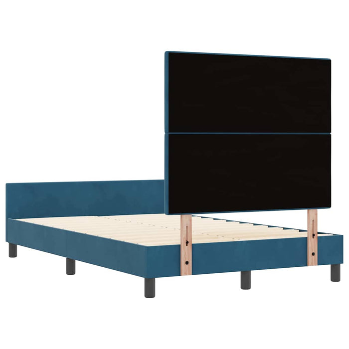 Pat cu arcuri cu headboard Albastru închis 120 x 190 cm Catifea - WALTI WALTI