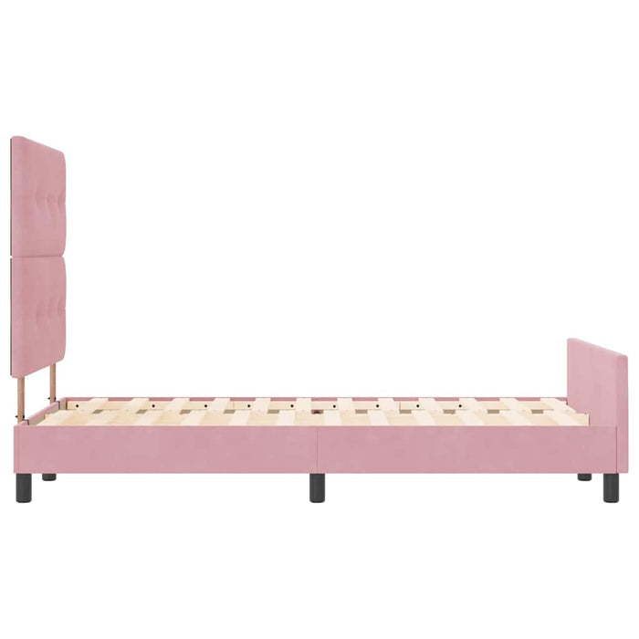 Pat cu arcuri cu headboard Roz 120 x 190 cm Catifea - WALTI WALTI