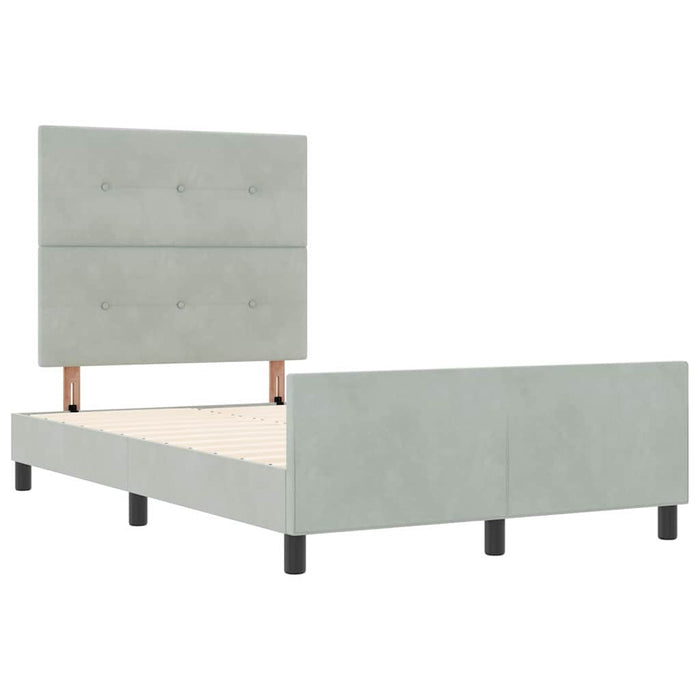 Pat cu arcuri cu headboard Gri deschis 120 x 200 cm Catifea - WALTI WALTI