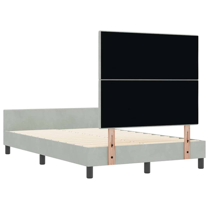 Pat cu arcuri cu headboard Gri deschis 120 x 200 cm Catifea - WALTI WALTI