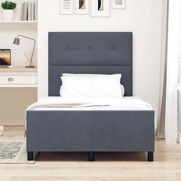Pat cu arcuri cu headboard Gri închis 120 x 200 cm Catifea - WALTI WALTI