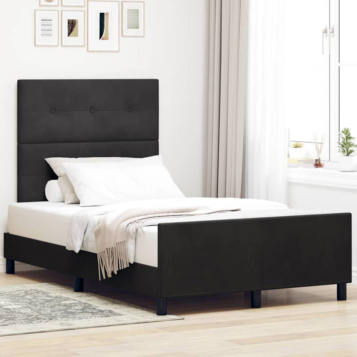 Pat cu arcuri cu headboard Negru 120 x 200 cm Catifea - WALTI WALTI
