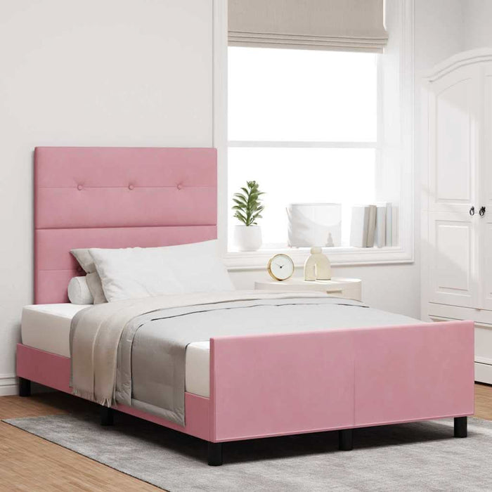 Pat cu arcuri cu headboard Roz 120 x 200 cm Catifea - WALTI WALTI