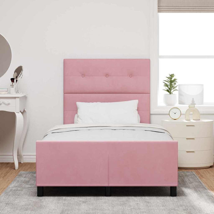 Pat cu arcuri cu headboard Roz 120 x 200 cm Catifea - WALTI WALTI