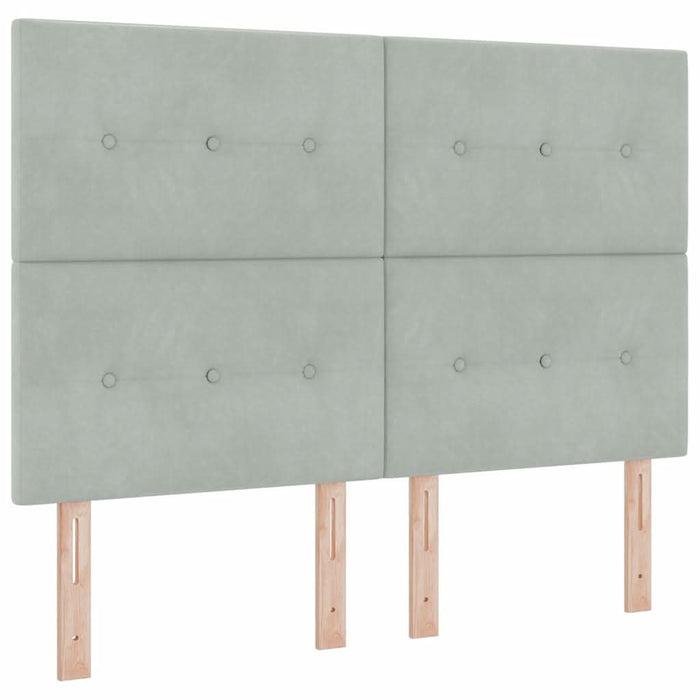 Pat cu arcuri cu headboard Gri deschis 140 x 190 cm Catifea - WALTI WALTI