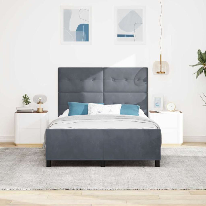 Pat cu arcuri cu headboard Gri închis 140 x 190 cm Catifea - WALTI WALTI