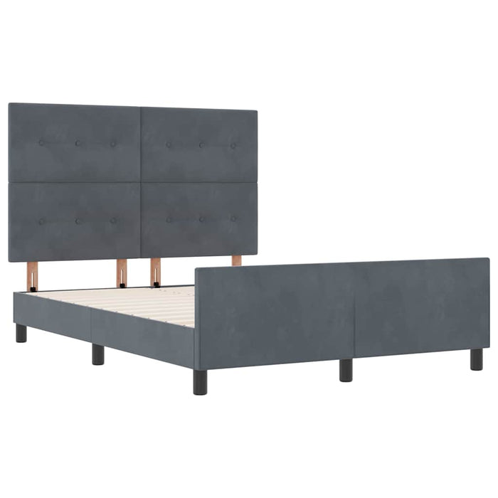 Pat cu arcuri cu headboard Gri închis 140 x 190 cm Catifea - WALTI WALTI