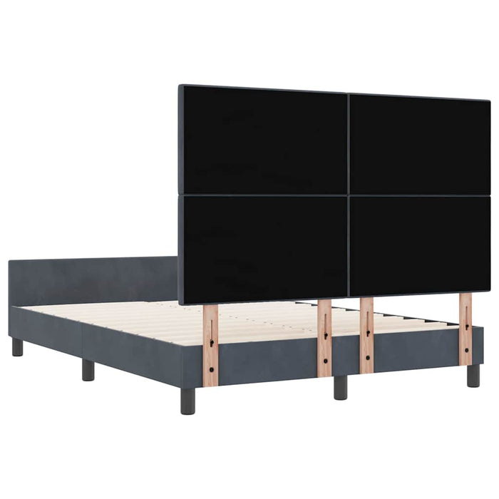 Pat cu arcuri cu headboard Gri închis 140 x 190 cm Catifea - WALTI WALTI