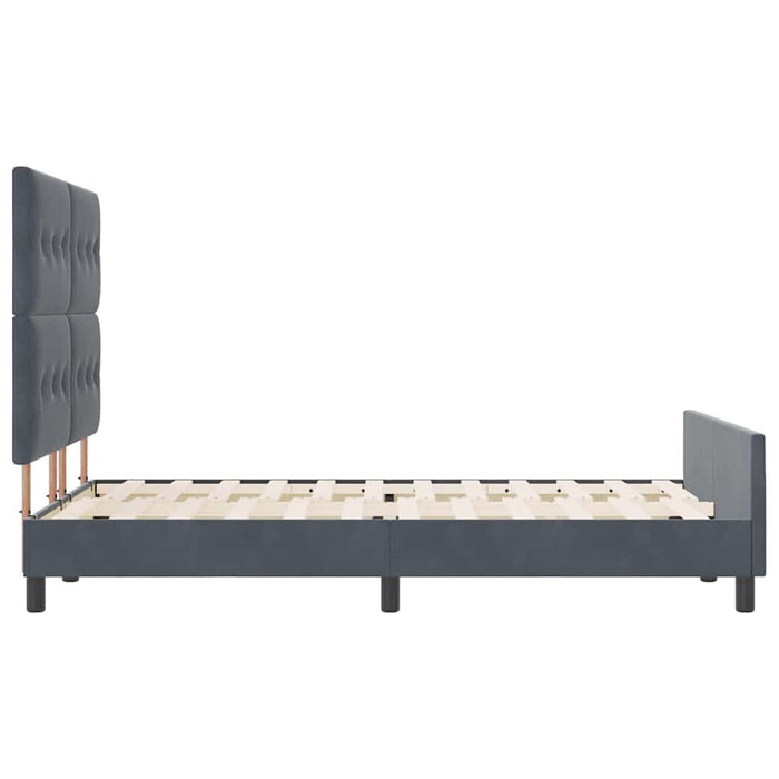 Pat cu arcuri cu headboard Gri închis 140 x 190 cm Catifea - WALTI WALTI