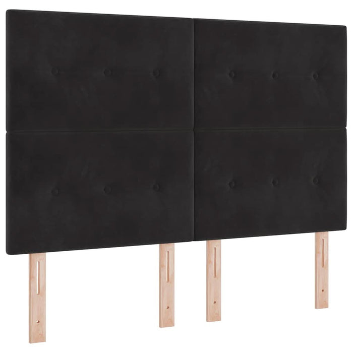 Pat cu arcuri cu headboard Negru 140 x 190 cm Catifea - WALTI WALTI