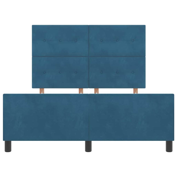 Pat cu arcuri cu headboard Albastru închis 140 x 190 cm Catifea - WALTI WALTI