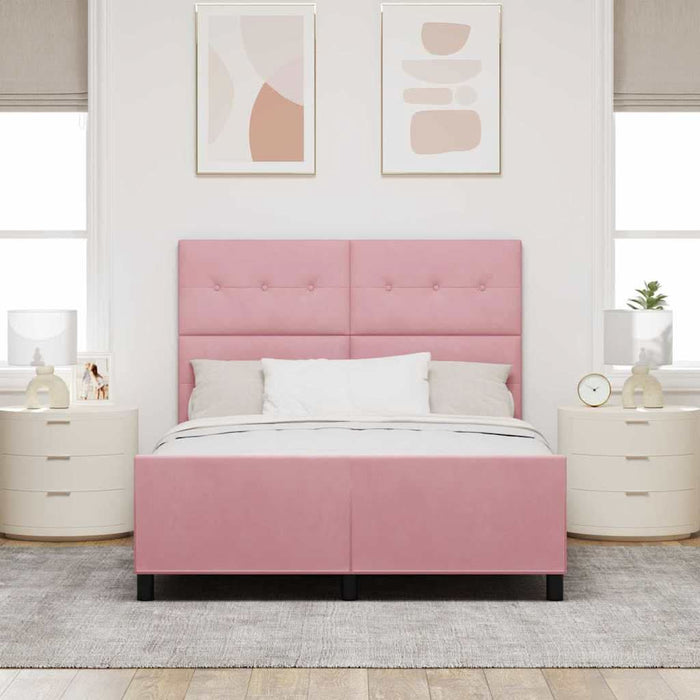 Pat cu arcuri cu headboard Roz 140 x 190 cm Catifea - WALTI WALTI