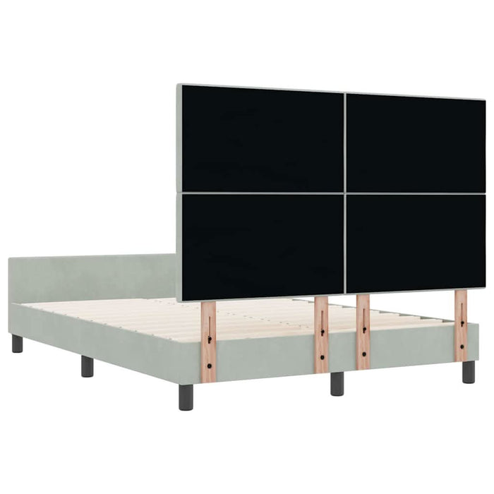 Pat cu arcuri cu headboard Gri deschis 140 x 200 cm Catifea - WALTI WALTI