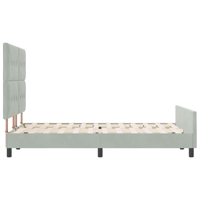 Pat cu arcuri cu headboard Gri deschis 140 x 200 cm Catifea - WALTI WALTI