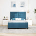 Pat cu arcuri cu headboard Albastru închis 140 x 200 cm Catifea - WALTI WALTI