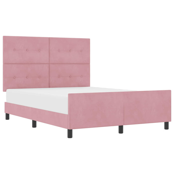 Pat cu arcuri cu headboard Roz 140 x 200 cm Catifea - WALTI WALTI