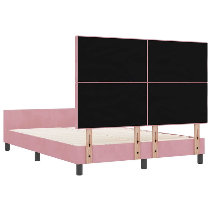 Pat cu arcuri cu headboard Roz 140 x 200 cm Catifea - WALTI WALTI