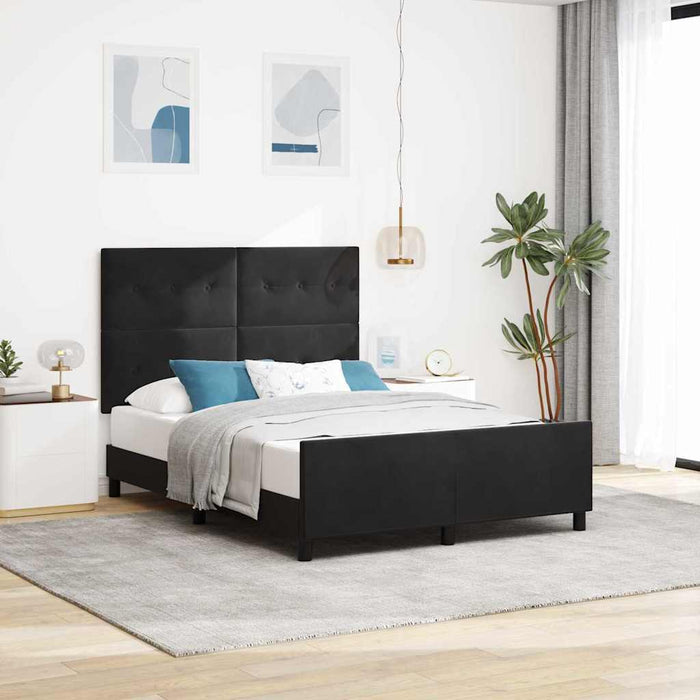Pat cu arcuri cu headboard Negru 160 x 200 cm Catifea - WALTI WALTI